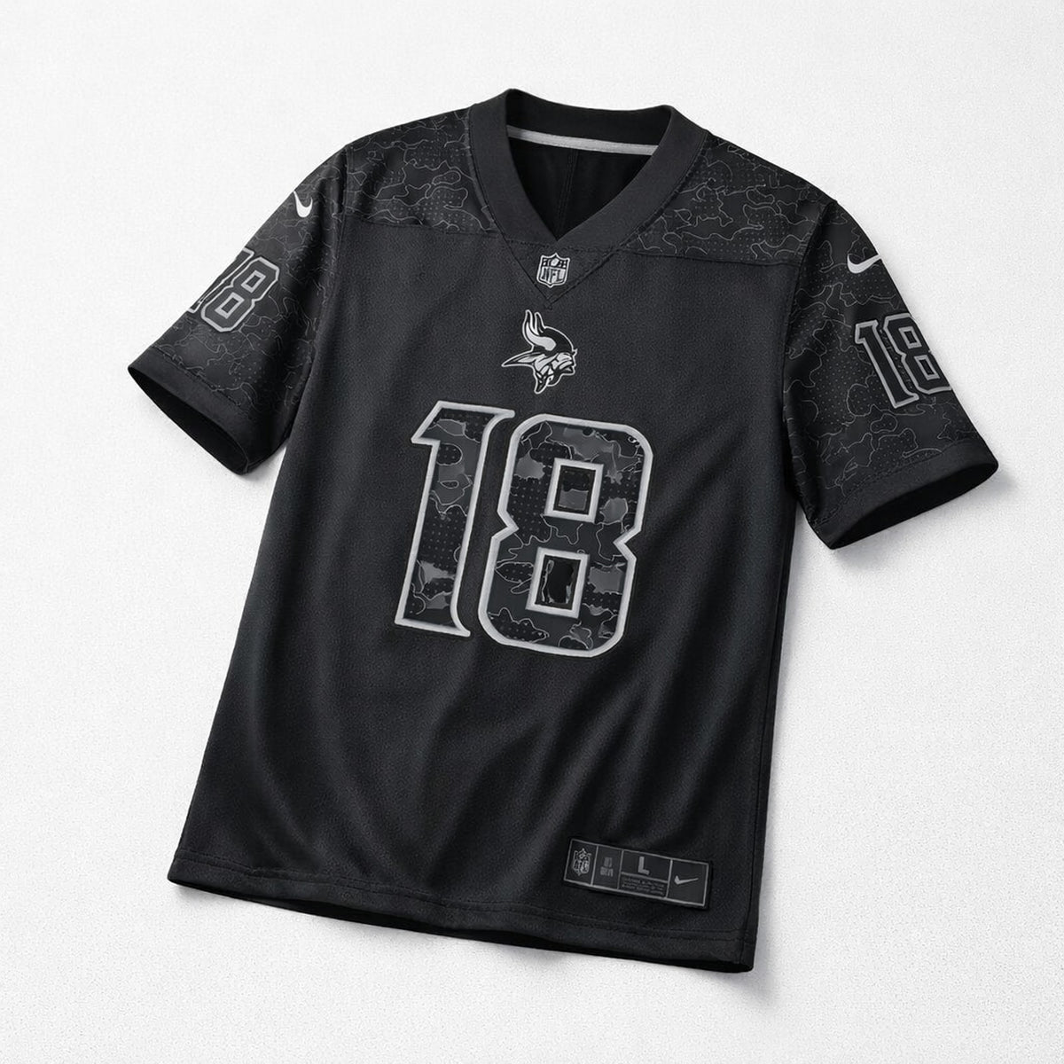 Jefferson 18 Vikings Black Football Jersey - 3