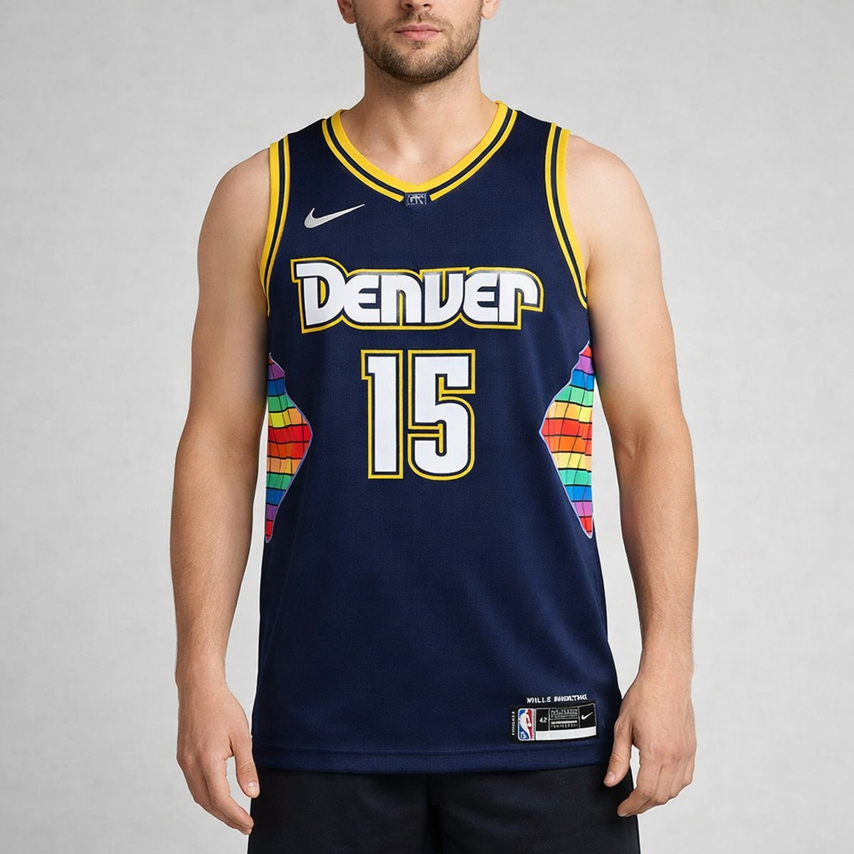 Jokić 15 Denver Navy Rainbow Basketball Jersey - 4