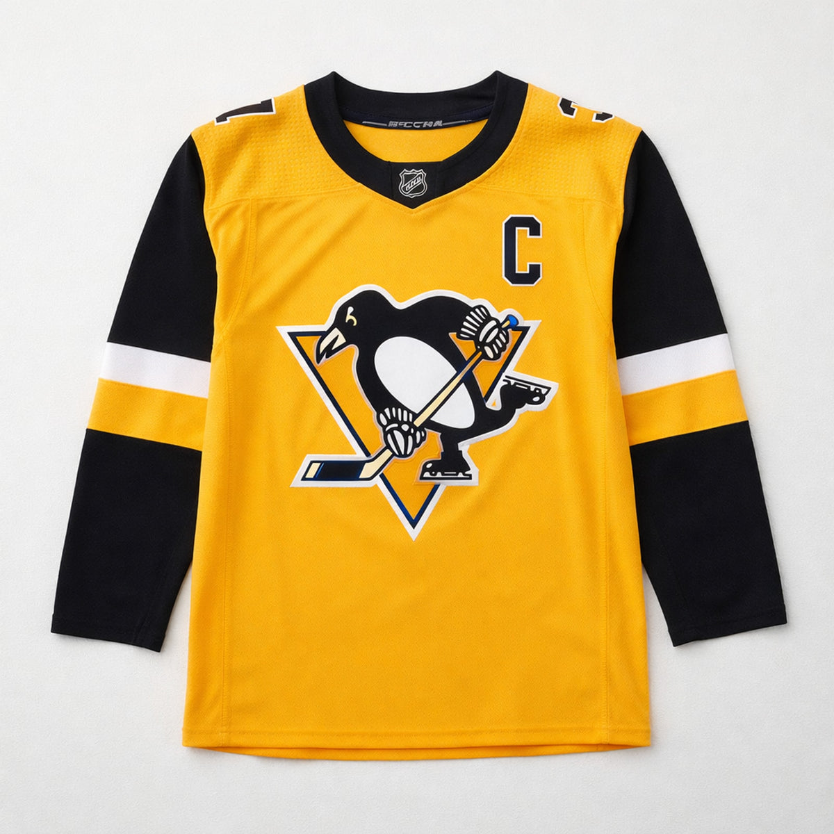 Crosby 87 Pittsburgh Hockey Jersey Yellow Black - 1