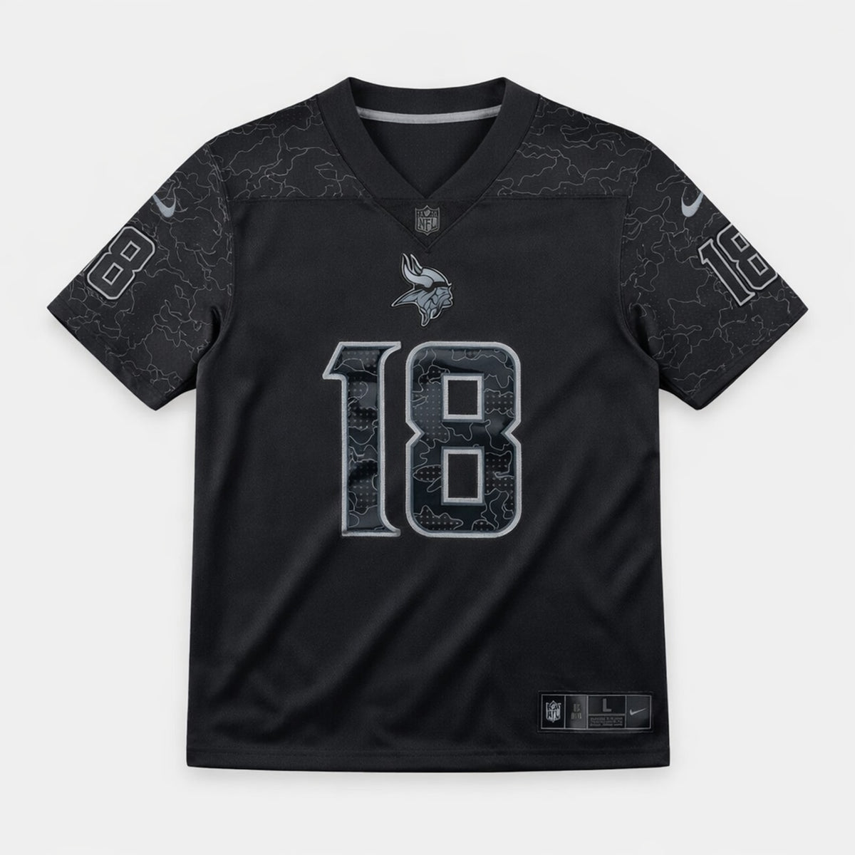 Jefferson 18 Vikings Black Football Jersey - 1
