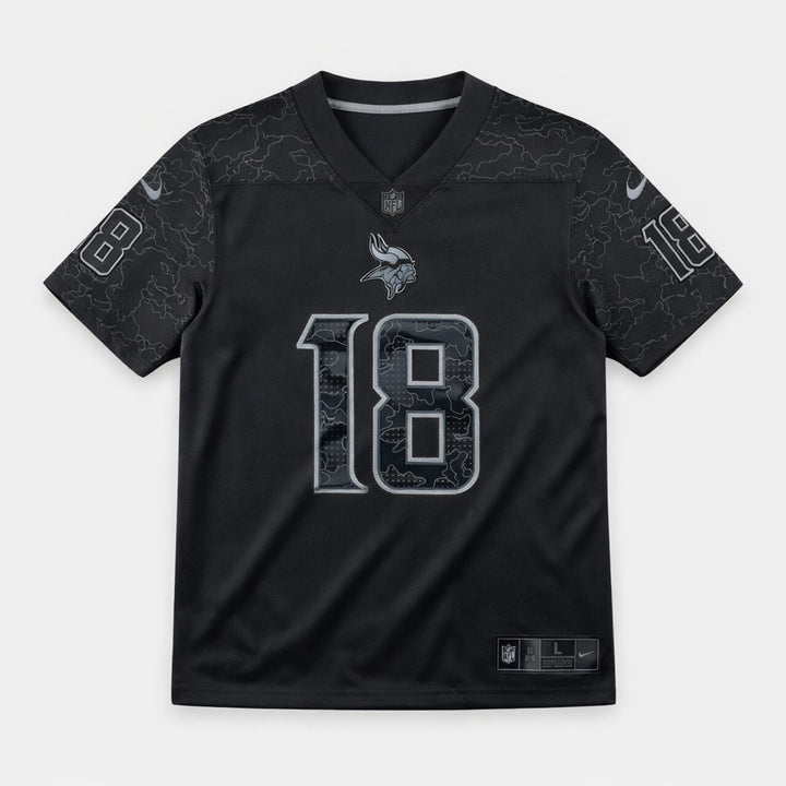 Jefferson 18 Vikings Black Football Jersey