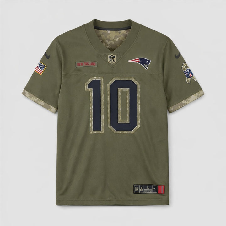 Jones 10 Patriots Football Jersey Olive Salute To Service