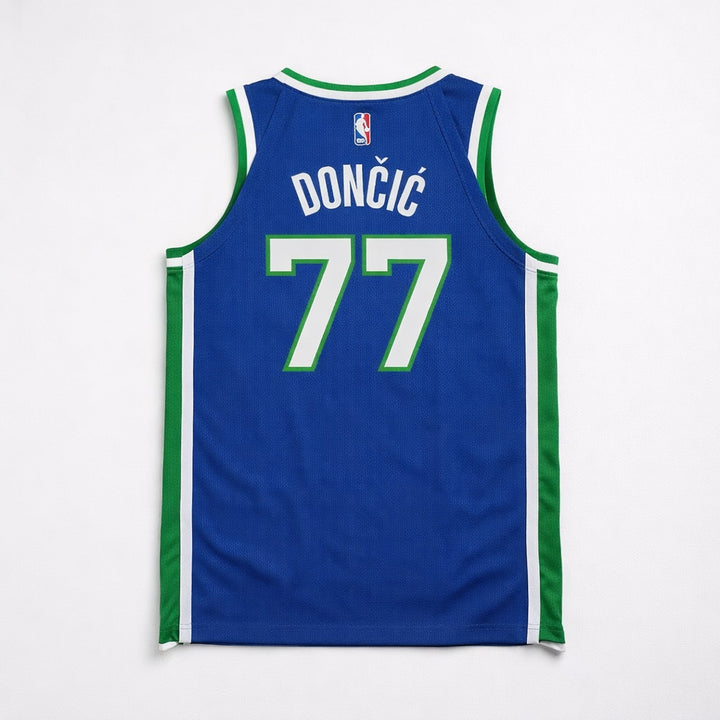 Dončić 77 Dallas Basketball Jersey Blue Green