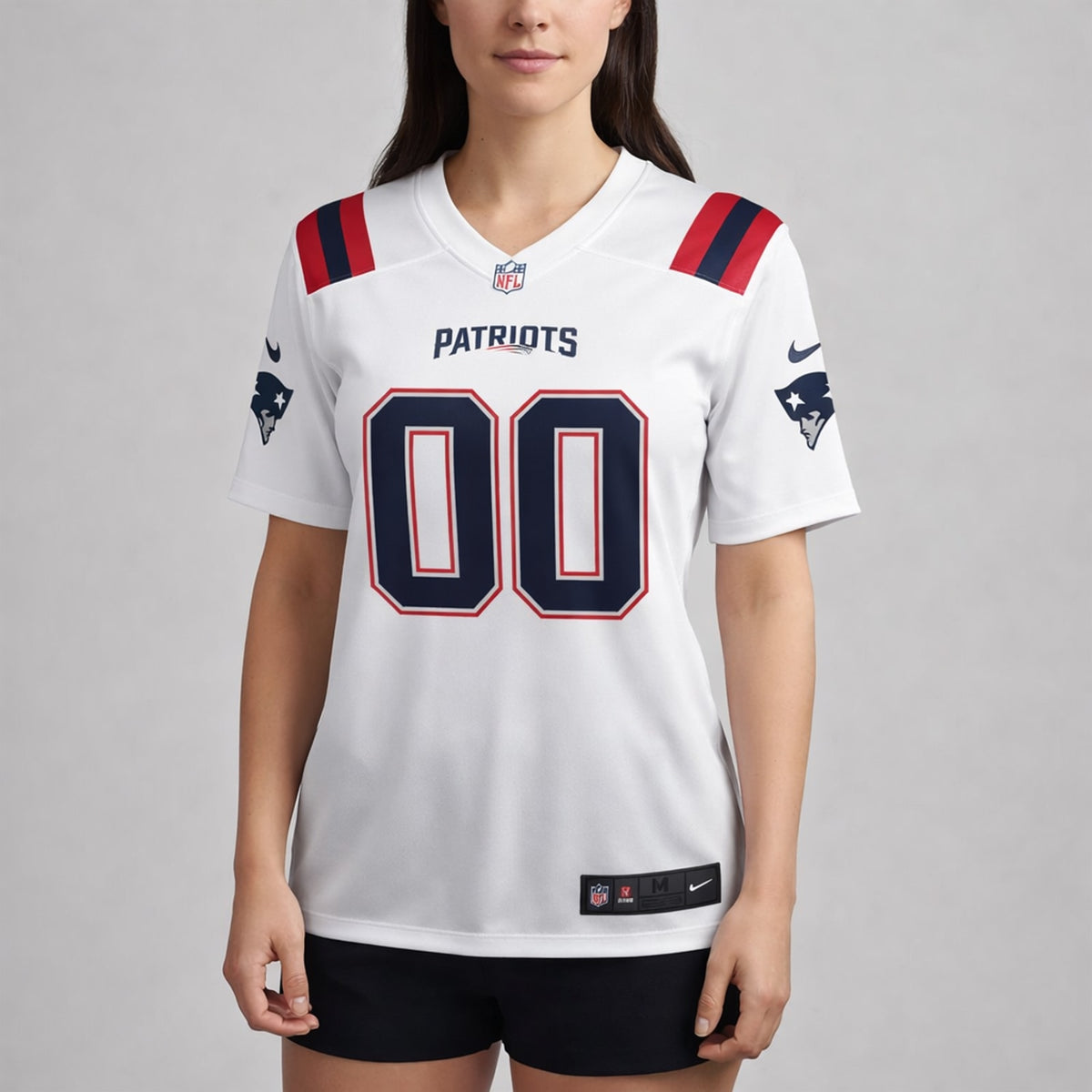 White Patriots Any Name 00 Football Jersey - 5