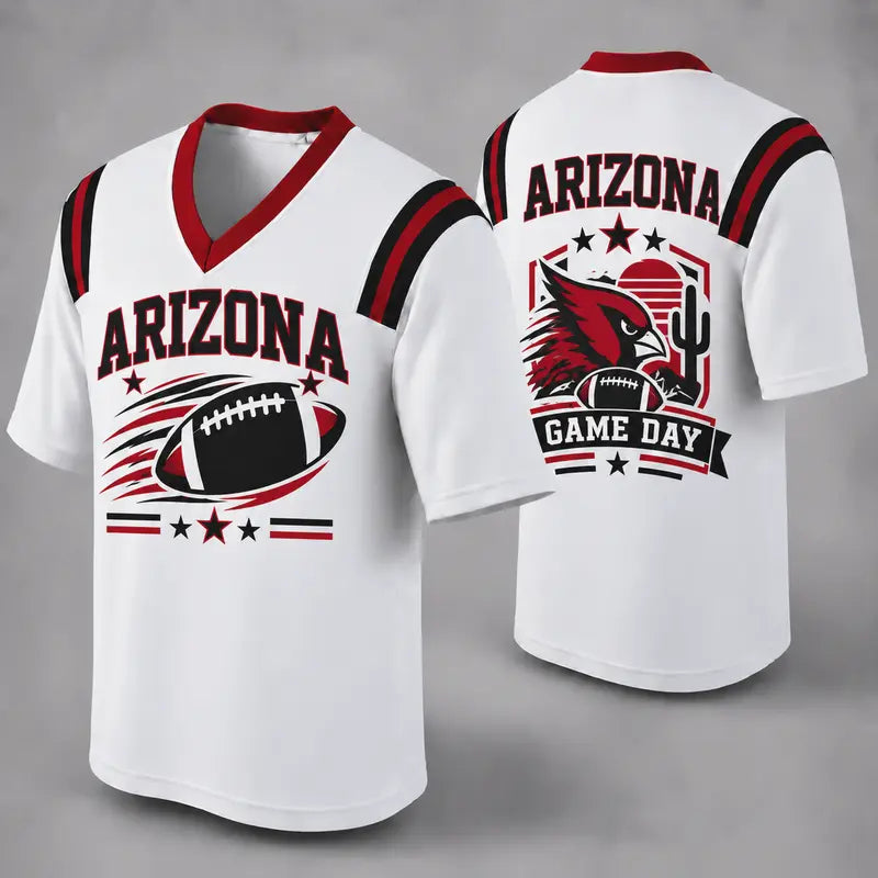 ARI White Football Jersey Arizona Game Day Graphic Shirt