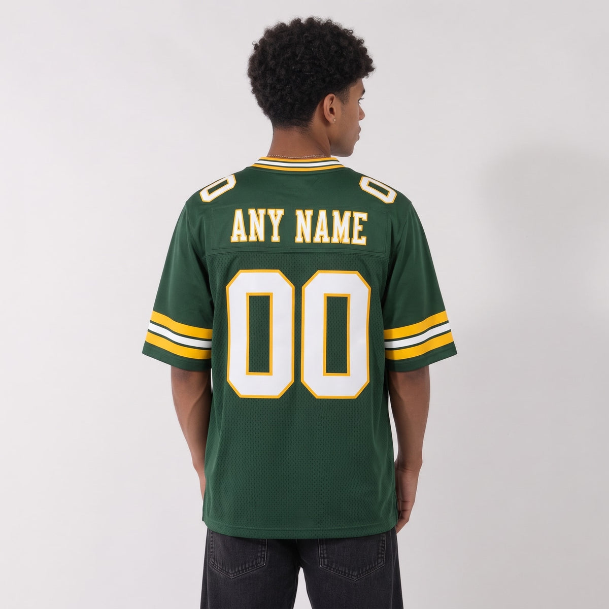 Custom Green White-Gold Football Jersey - 3