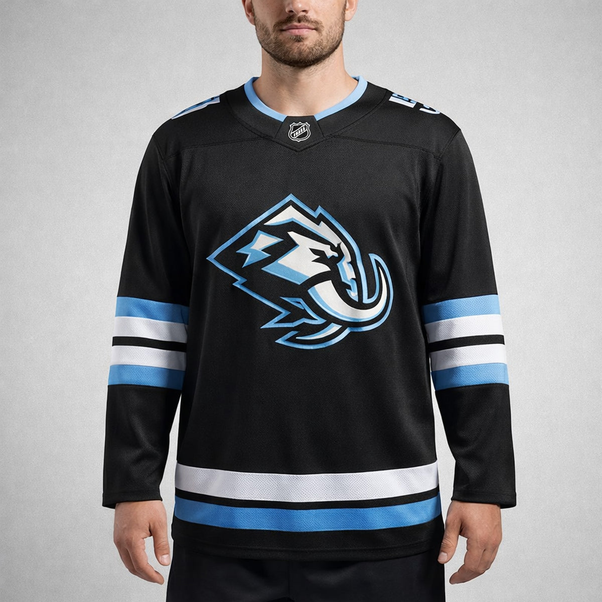 Utah Mammoth Hockey Jersey Black Blue White - 4