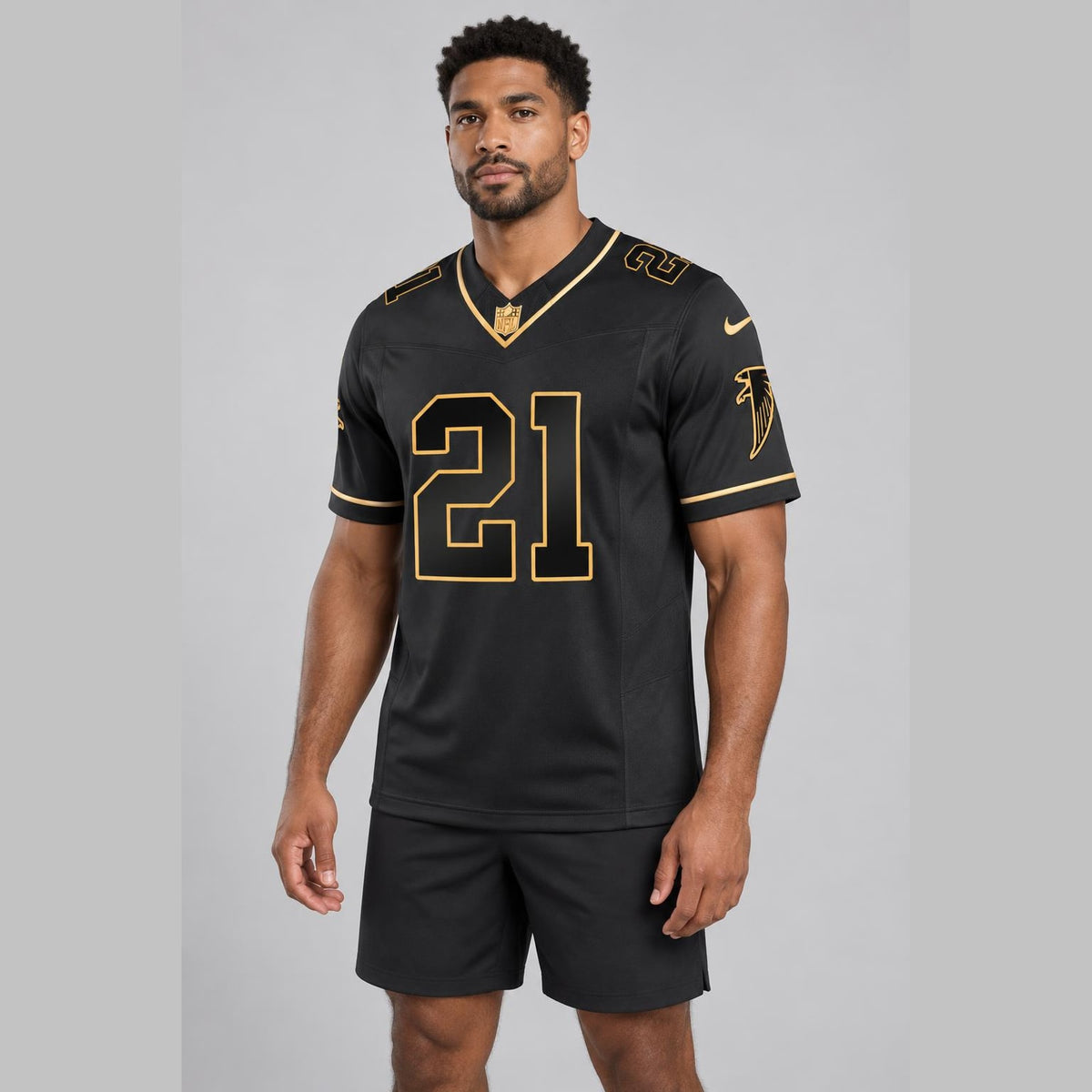Sanders 21 Atlanta Black Gold Football Jersey - 3