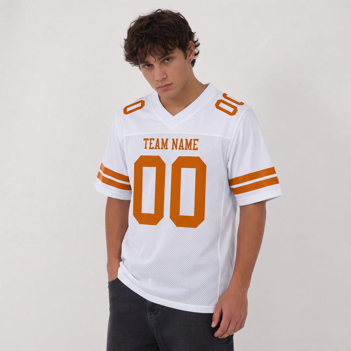 Custom White Burnt Orange Football Jersey – Personalized Team Name and Number