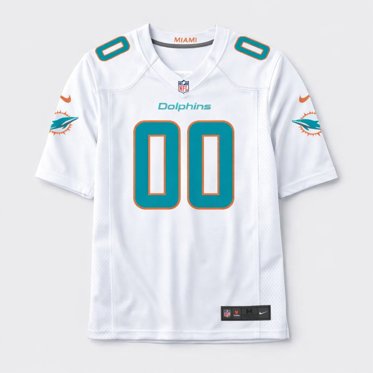 Miami Dolphins White Custom Football Jersey - 1