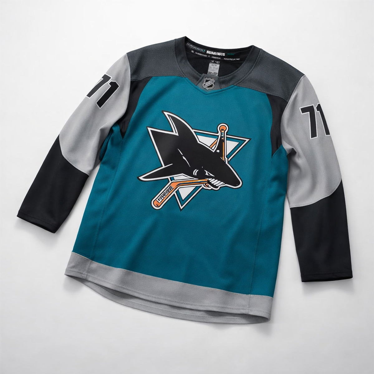 Celebrini 71 San Jose Sharks Teal Hockey Jersey - 3