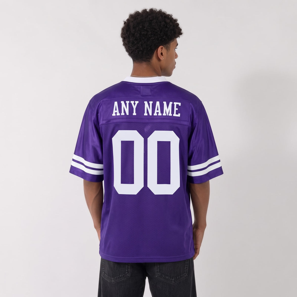 Custom Purple White Mesh Football Jersey - 3