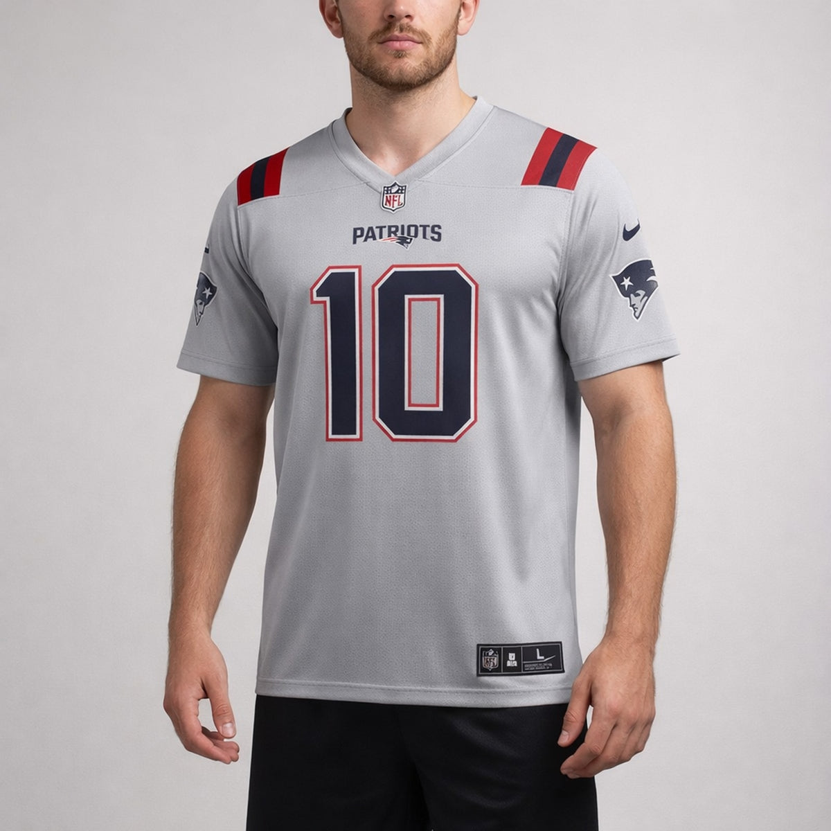 Jones 10 Patriots Gray Football Jersey Classic Style - 4
