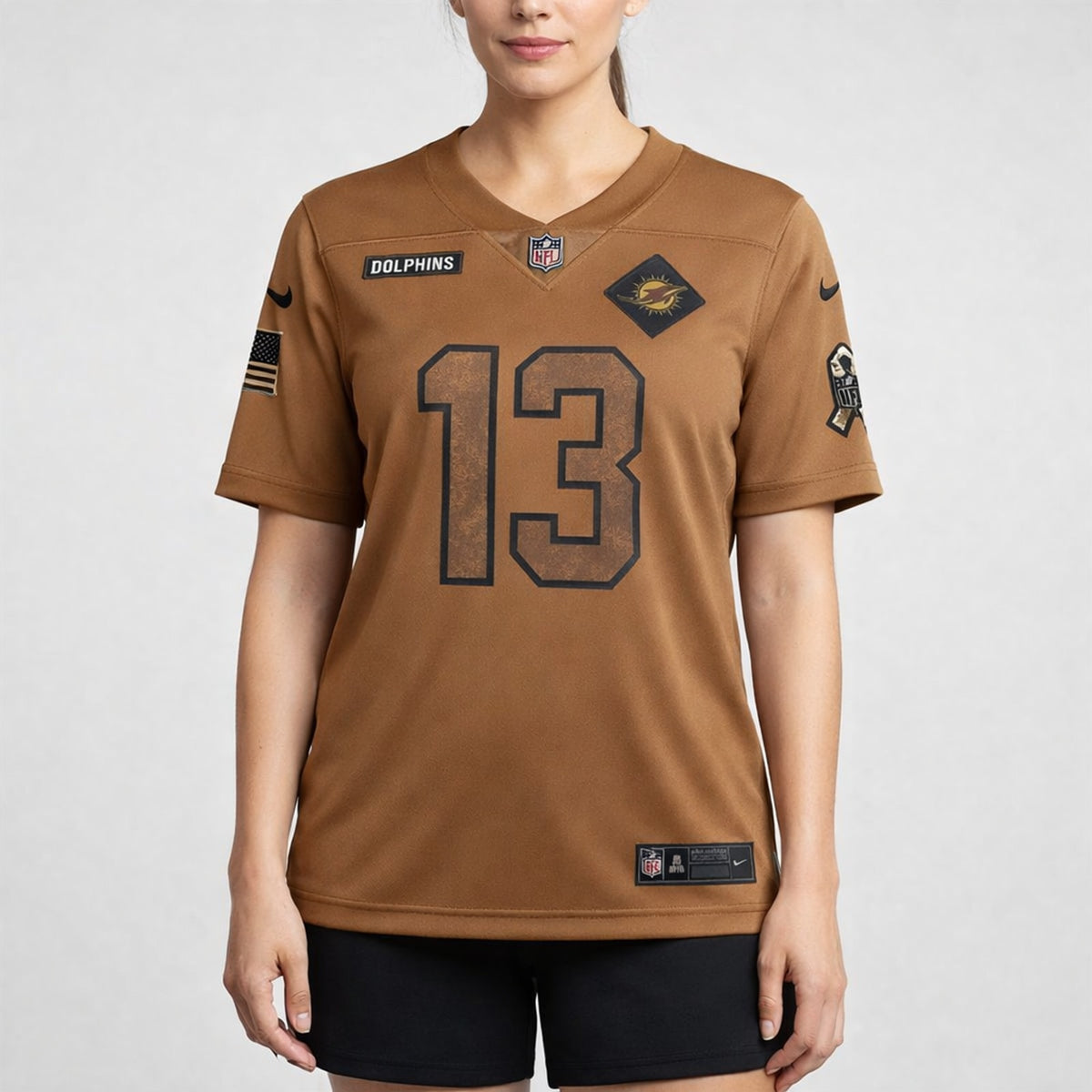 Marino 13 Miami Dolphins Brown Salute To Service Football Jersey - 5