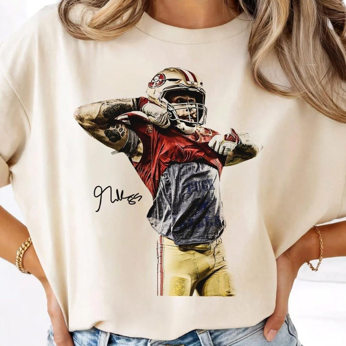 Nick Bosa San Francisco 49ers Vintage Football Graphic T-Shirt