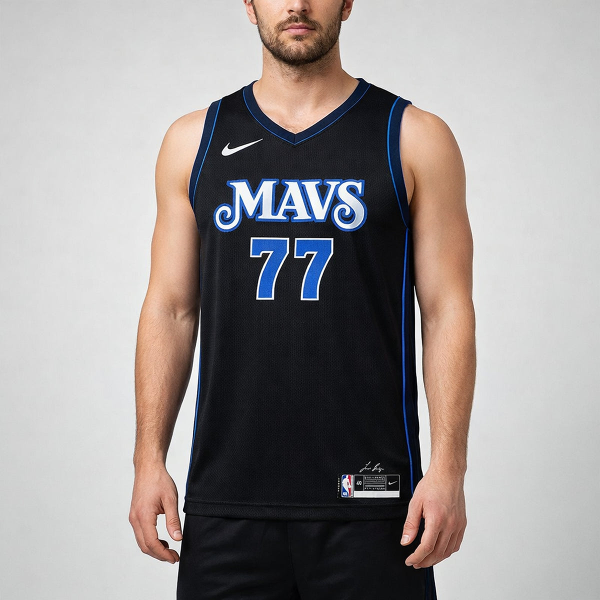 Dončić 77 Mavericks Black Basketball Jersey - 4