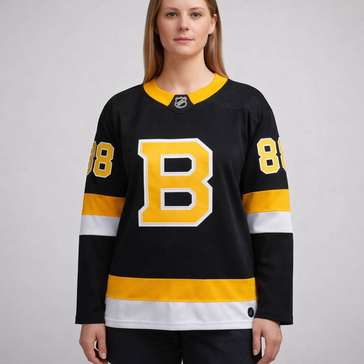 Pastrnak 88 Boston Hockey Jersey Black Yellow - 5