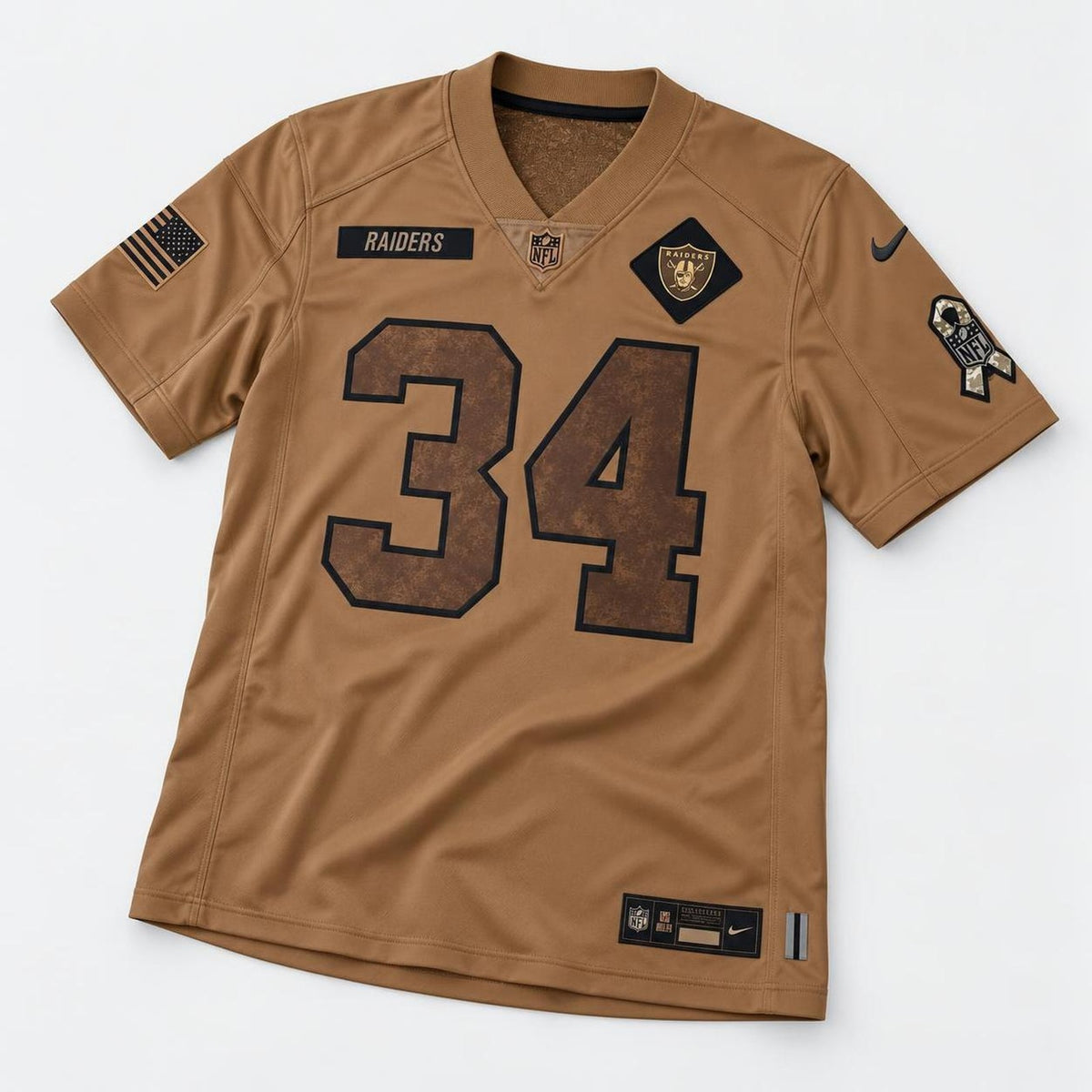 Jackson 34 Raiders Football Jersey Salute To Service - 3