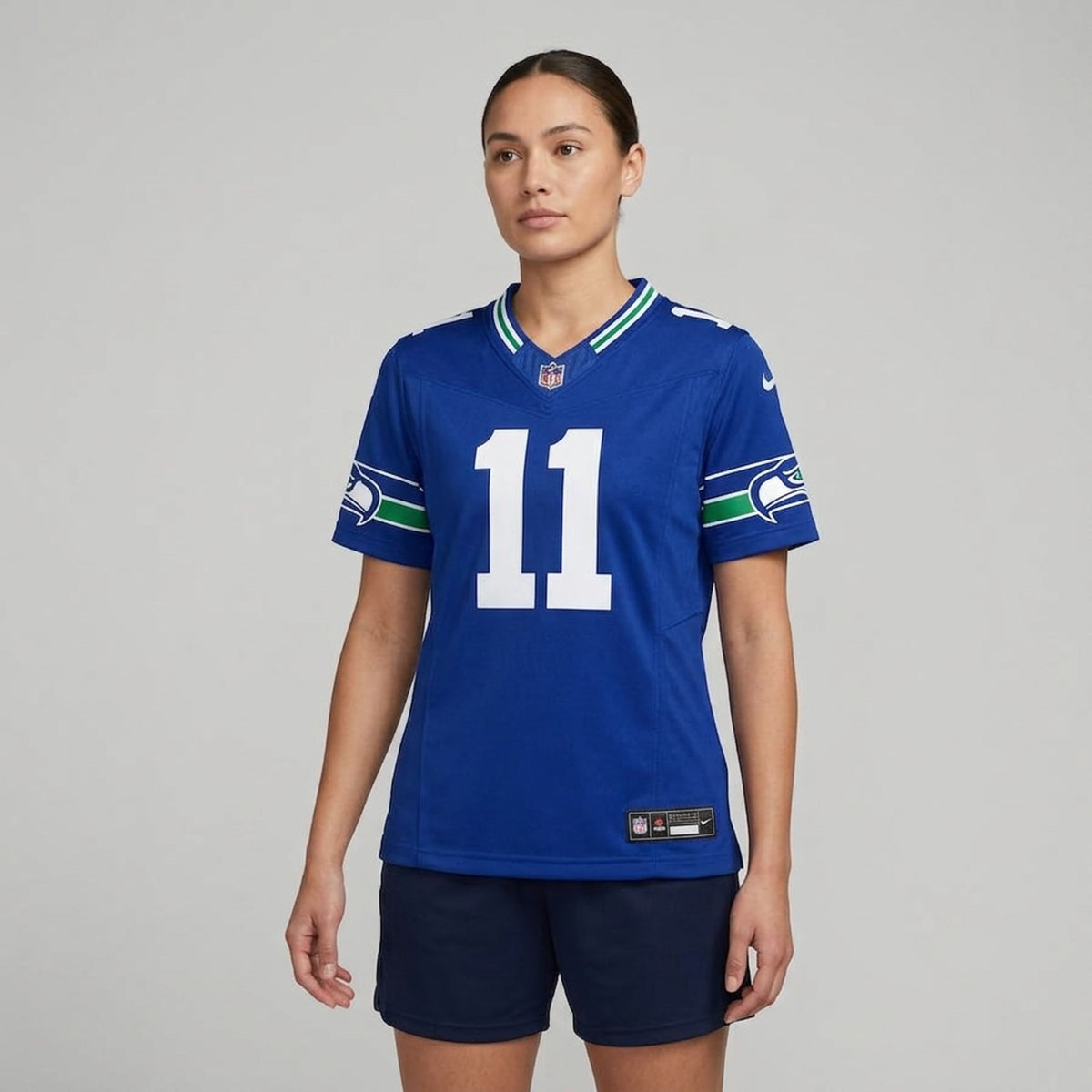 Smith-Njigba 11 Blue Football Jersey - 5