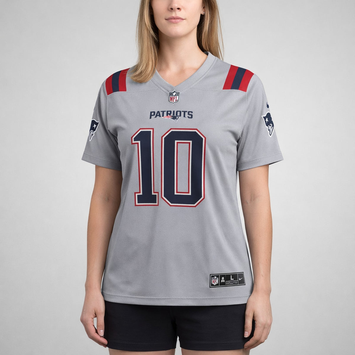Jones 10 Patriots Gray Football Jersey Classic Style - 5