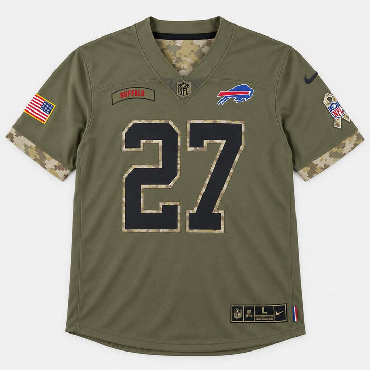 White 27 Buffalo Olive Football Jersey