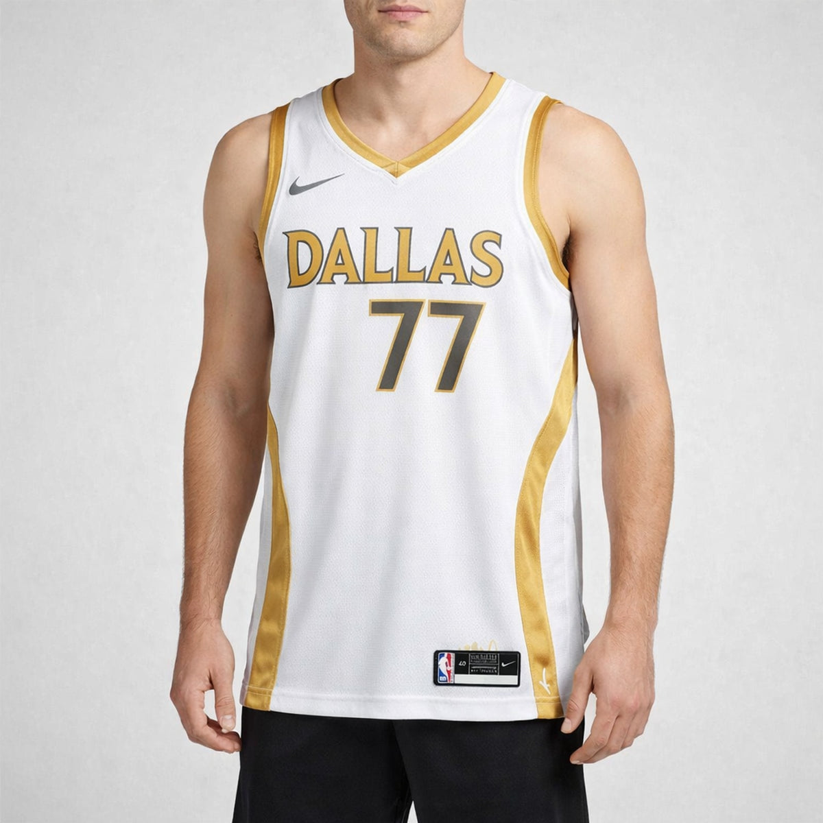 Doncic 77 Dallas White Gold Basketball Jersey - 4