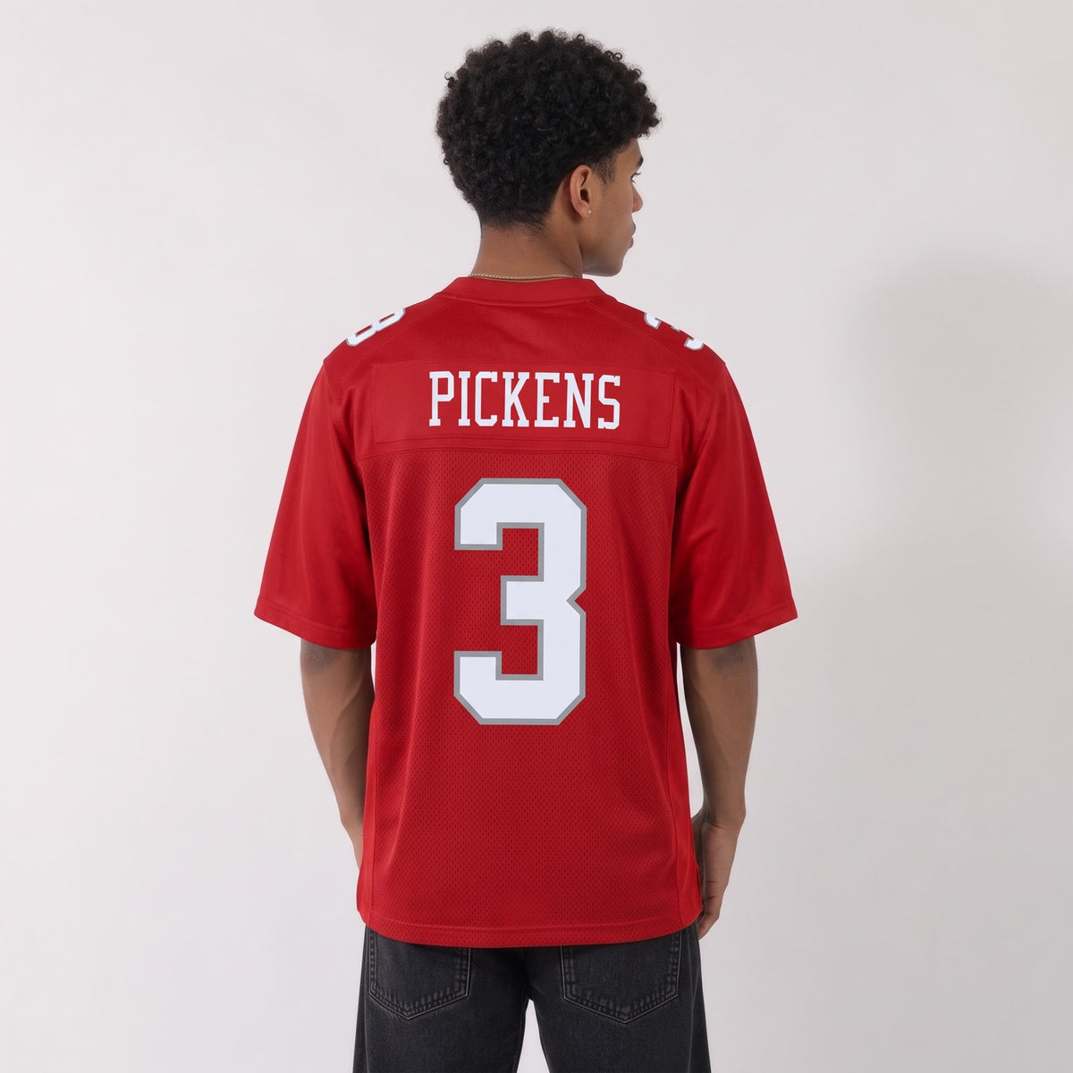 Custom Red White Mesh Football Jersey - 2