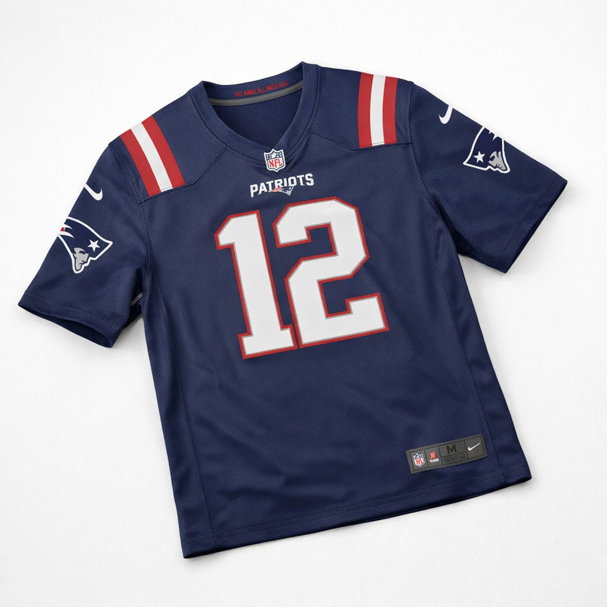 Tom Brady 12 Patriots Navy Football Jersey - 3