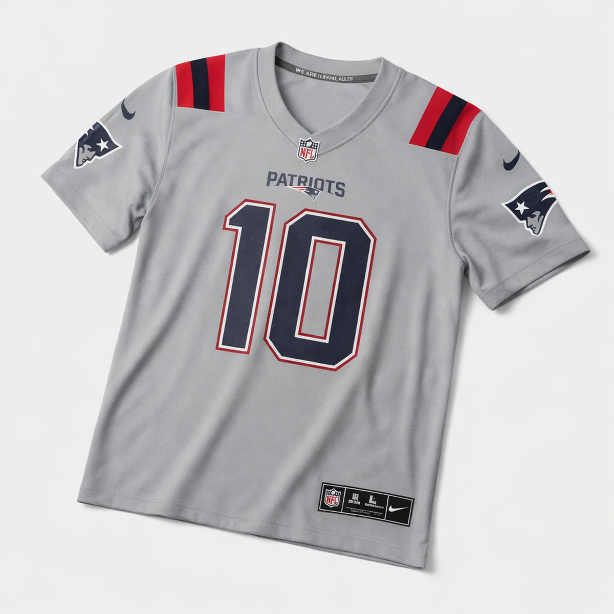 Jones 10 Patriots Gray Football Jersey Classic Style - 3