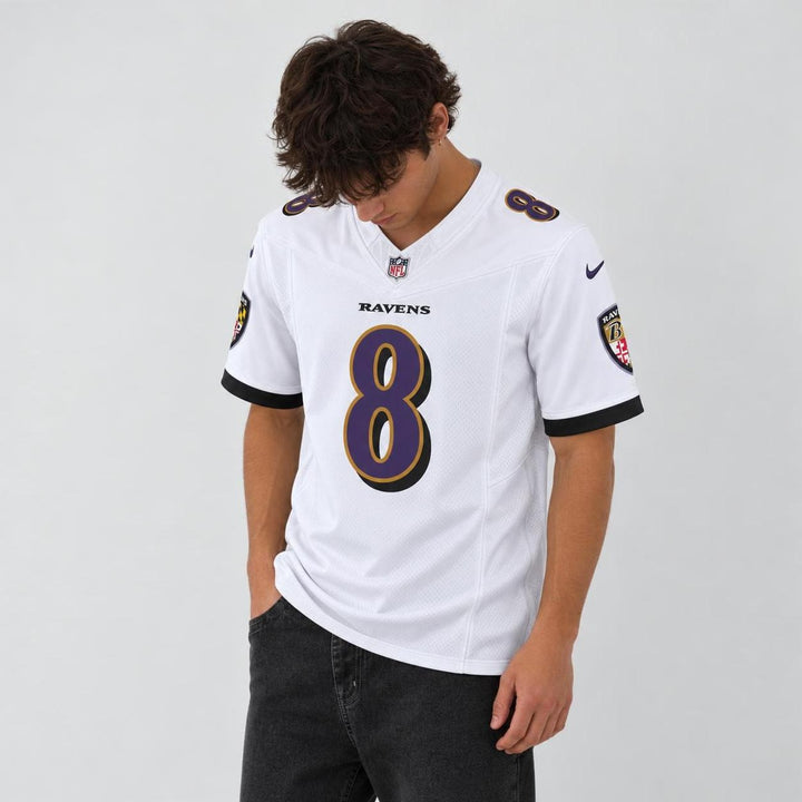 Jackson 8 Baltimore White Football Jersey