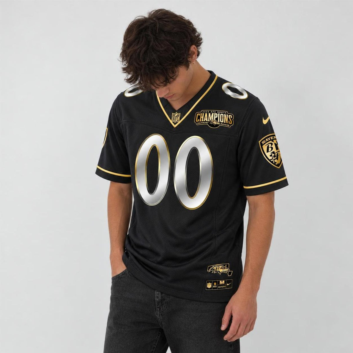 Black Gold Football Jersey - Custom Name and Number - 4