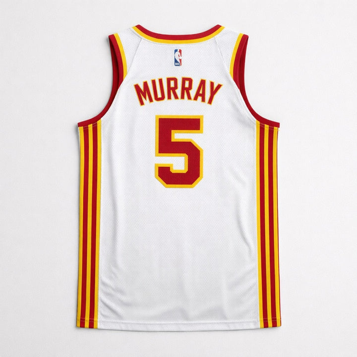 Murray 5 Atlanta Basketball Jersey White Red Yellow