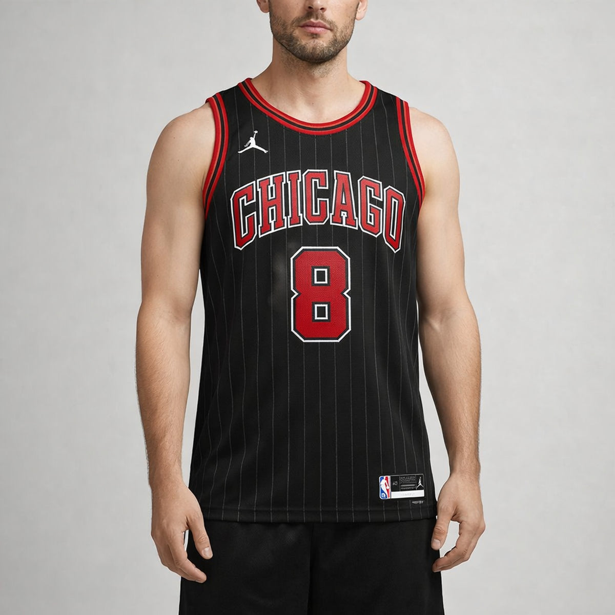 Lavine 8 Chicago Black Pinstripe Basketball Jersey - 4