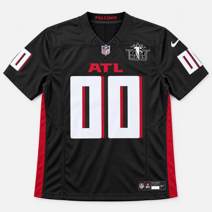 Atl Black Red Football Jersey - Custom Name and Number