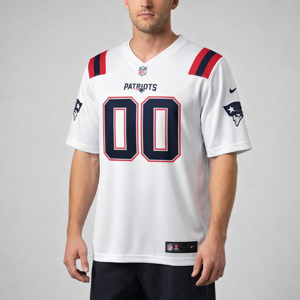 White Patriots Any Name 00 Football Jersey - 4
