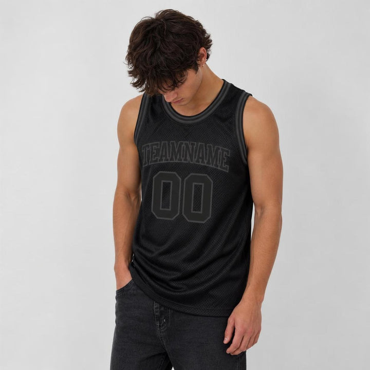 Stealth Blackout Basketball Jersey – Custom Team Name and Number