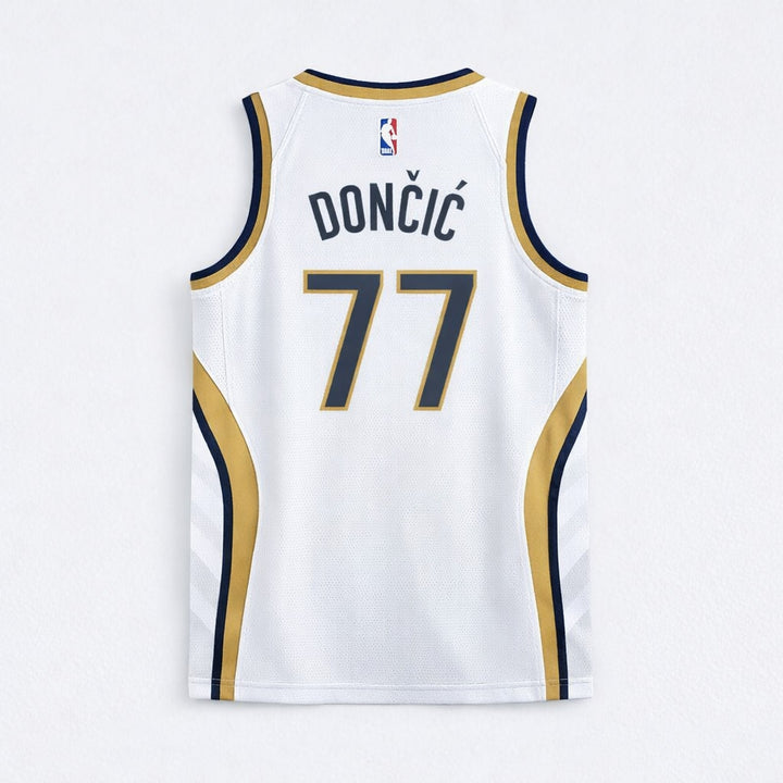 Doncic 77 Dallas White Gold Basketball Jersey