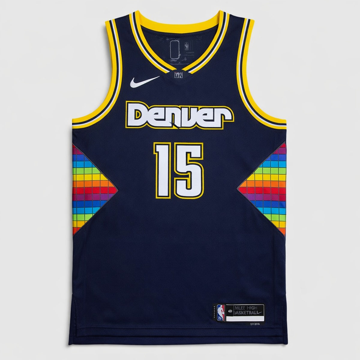 Jokić 15 Denver Navy Rainbow Basketball Jersey - 1