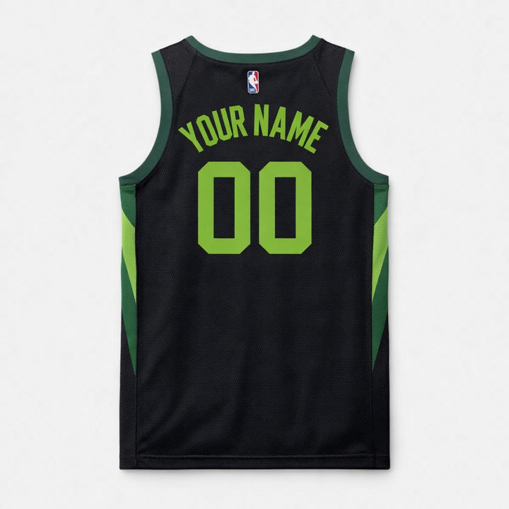 Celtics Custom Basketball Jersey Black Green