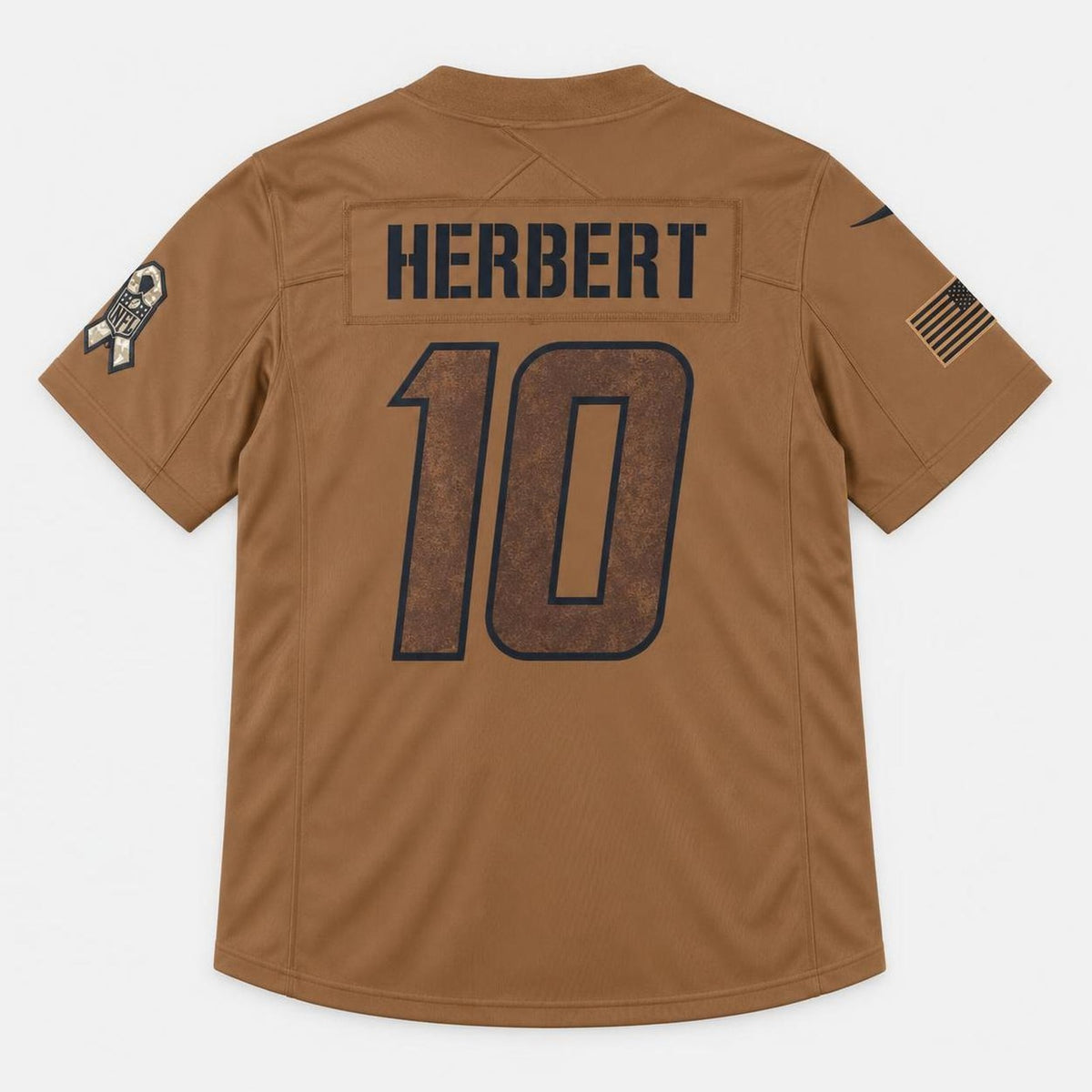Herbert 10 Los Angeles Brown Football Jersey - 2