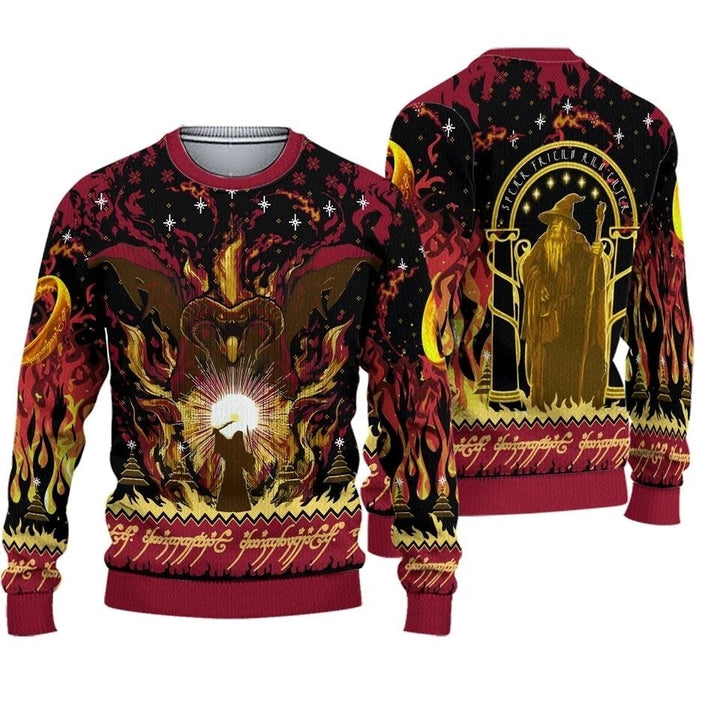 Lord of the Rings Balrog and Gandalf Fantasy Graphic Sweatshirt