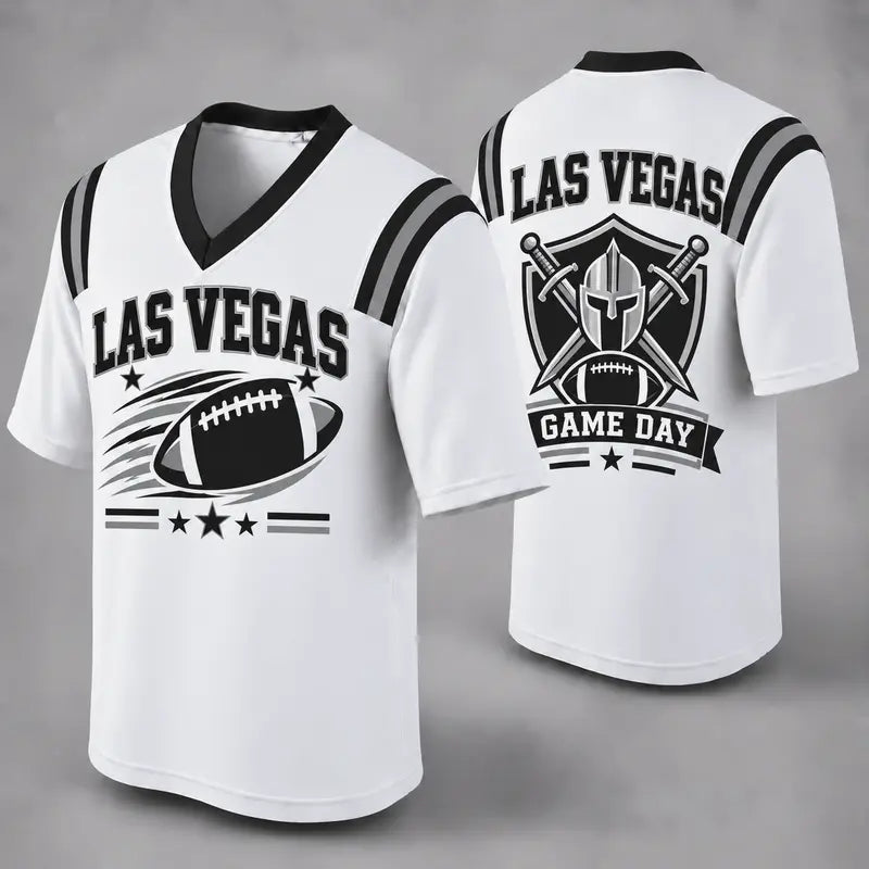 LV White Football Jersey Game Day Graphic Shirt