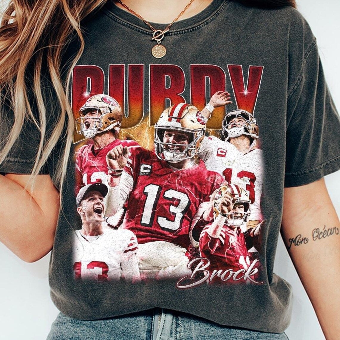 Brock Purdy 13 San Francisco 49ers Vintage Football Graphic T-Shirt