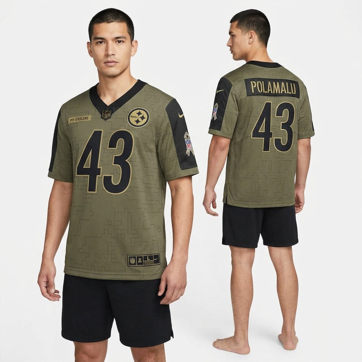 Polamalu 43 Pittsburgh Football Jersey Olive - 4