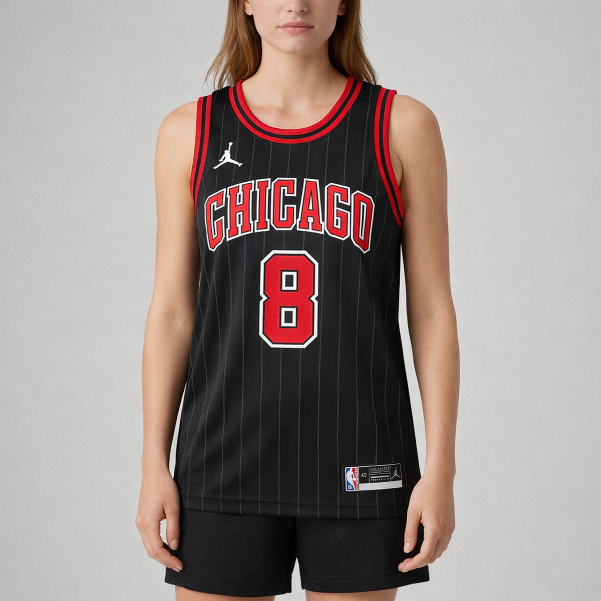 Lavine 8 Chicago Black Pinstripe Basketball Jersey - 5