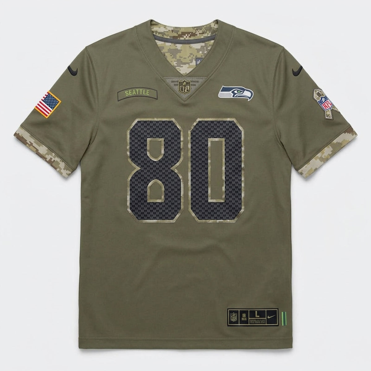 Largent 80 Seattle Football Jersey Olive - 1