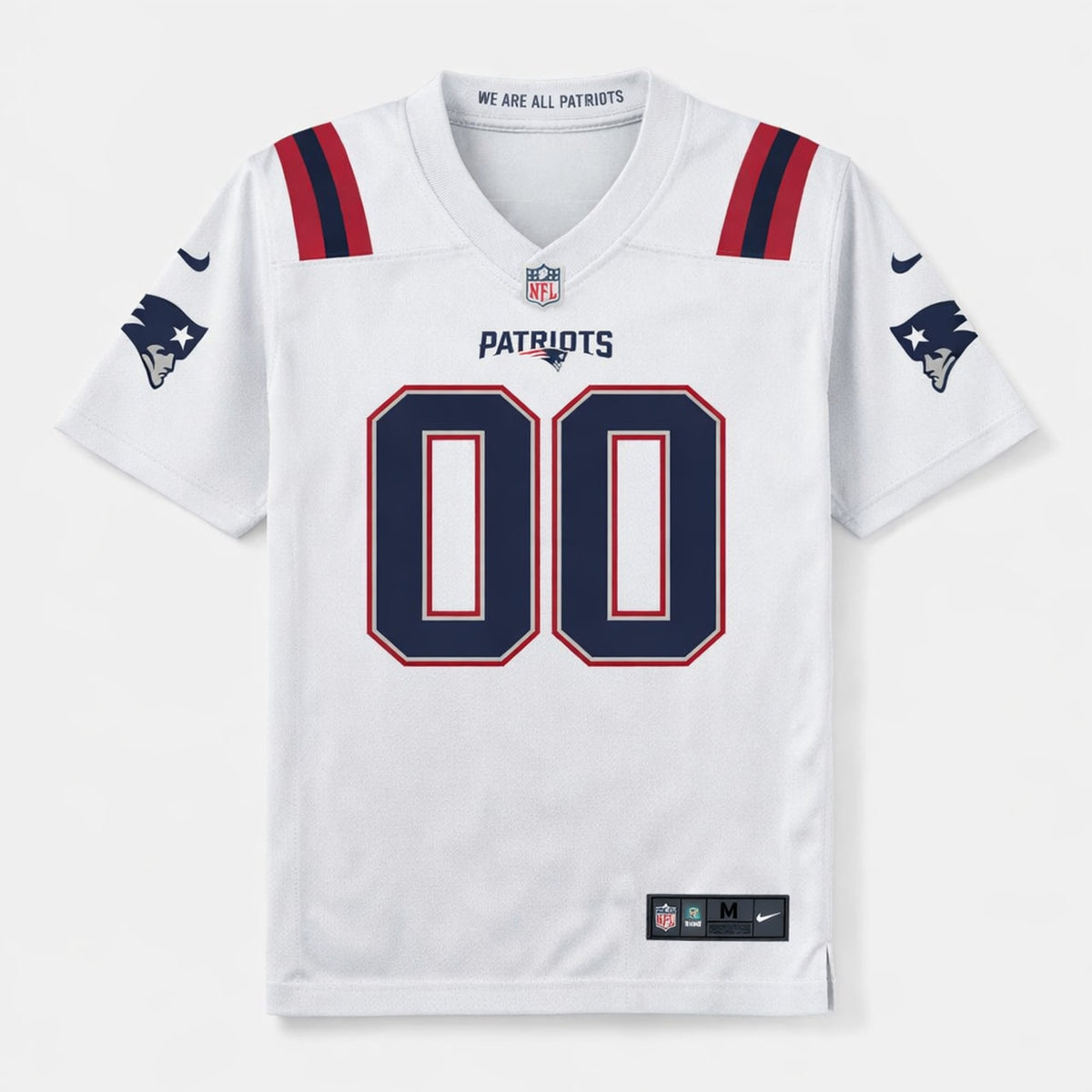White Patriots Any Name 00 Football Jersey - 1