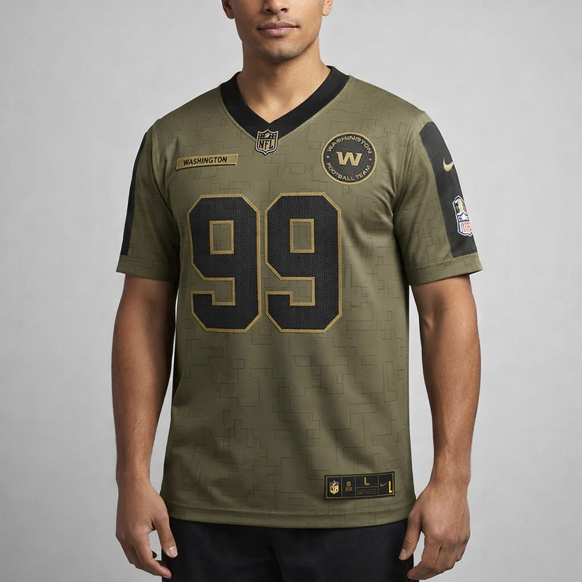 Young 99 Washington Olive Football Jersey - 4