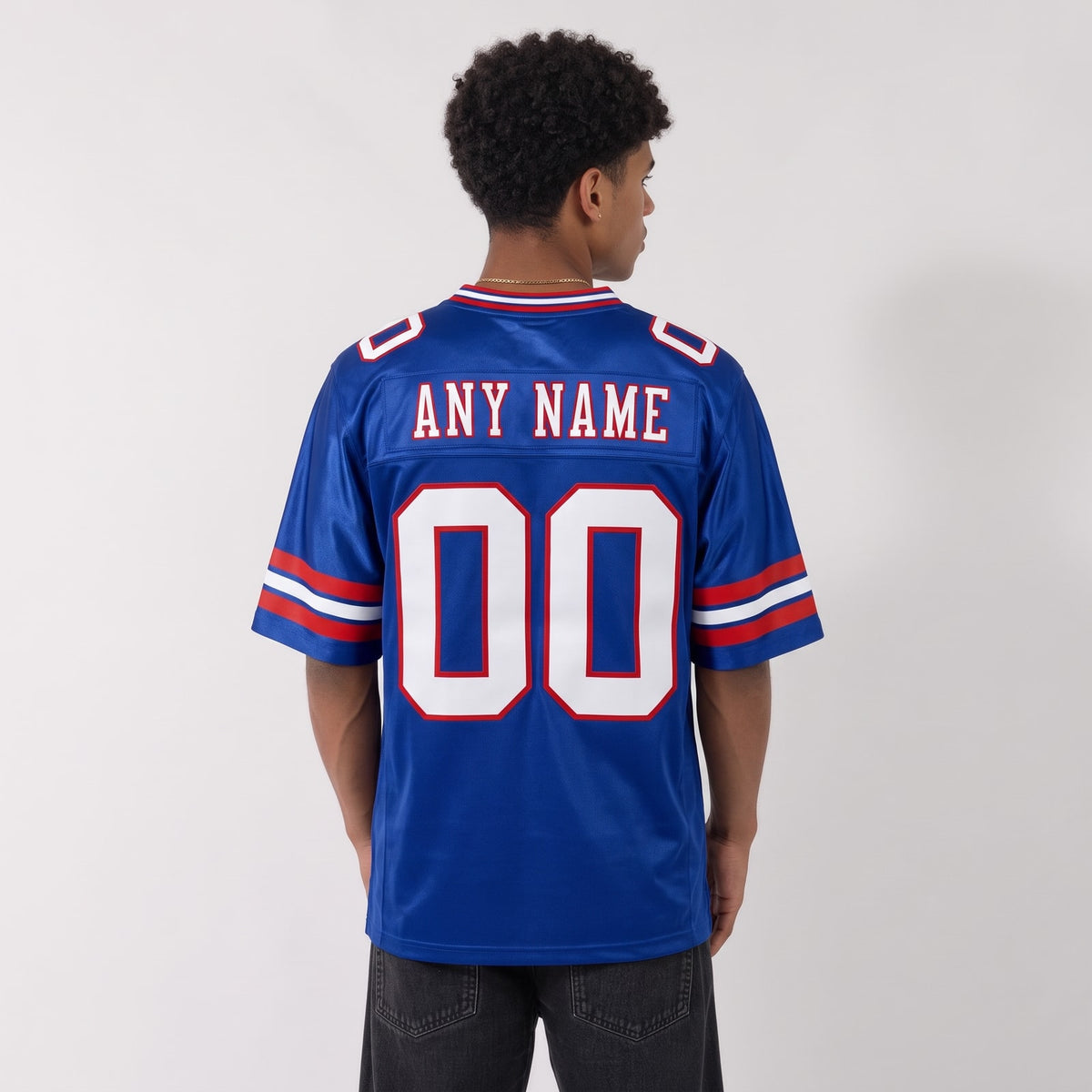 Custom Royal White-Red Football Jersey - 3