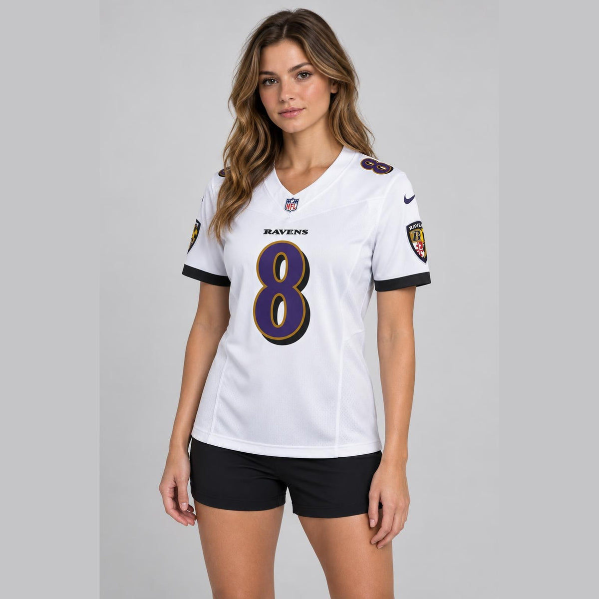 Jackson 8 Baltimore White Football Jersey - 4